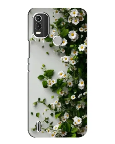 Чехол для Nokia C21 Plus с картинкой «Ветка мелких белых цветов»