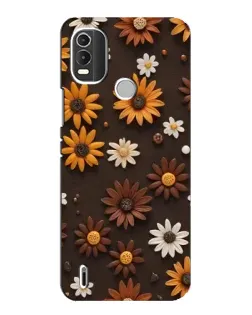 Чехол для Nokia C21 Plus с картинкой «Узор из маленьких подсолнухов»
