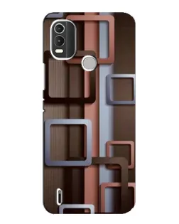 Чехол для Nokia C21 Plus с картинкой «Коричневые объемные квадраты»