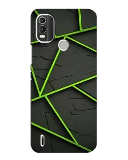 Чехол для Nokia C21 Plus с картинкой «Зеленые геометрические линии»