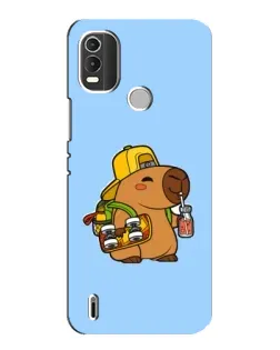 Чехол для Nokia C21 Plus с картинкой «Капибара на скейте»