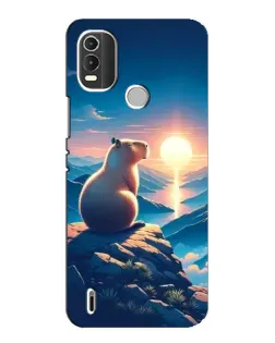 Чехол для Nokia C21 Plus с картинкой «Закат солнца с капибарой»