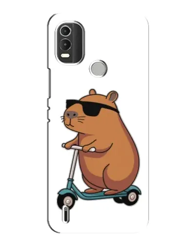 Чехол для Nokia C21 Plus с картинкой «Капибара на самокате»