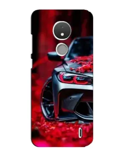 Чохол для Nokia C21 з картинкою «Спортивна BMW та квіти»