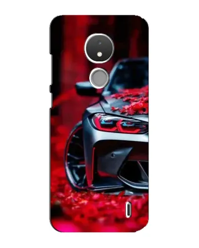 Чохол для Nokia C21 з картинкою «Спортивна BMW та квіти»