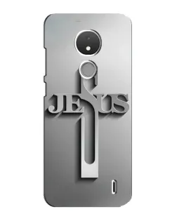 Чехол для Nokia C21 с картинкой «Металлический крест Jesus»