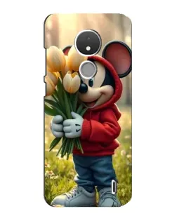 Чехол для Nokia C21 с картинкой «Микки с тюльпанами»