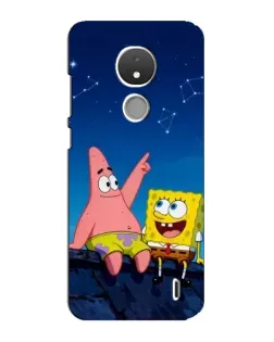 Чехол для Nokia C21 с картинкой «Губка Боб и Патрик ночью»