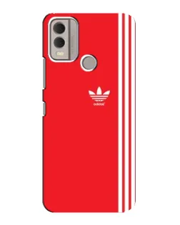 Чехол для Nokia C22 с картинкой «Красный минимализм Adidas»