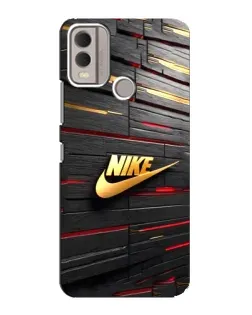 Чехол для Nokia C22 с картинкой «Золотой Nike на металле»
