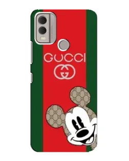 Чехол для Nokia C22 с картинкой «Gucci — полосы и Микки»