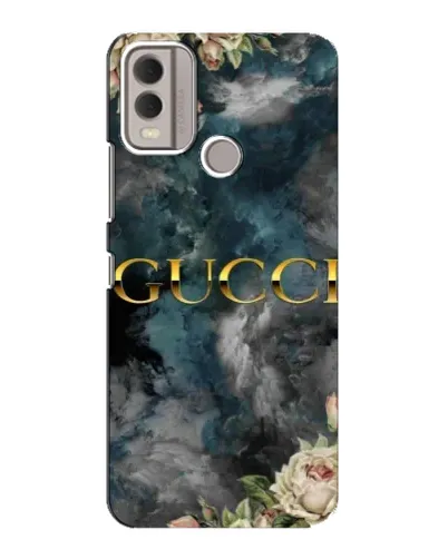 Чехол для Nokia C22 с картинкой «Абстрактные цветы Gucci»