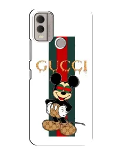 Чехол для Nokia C22 с картинкой «Микки Маус Gucci — полосы»