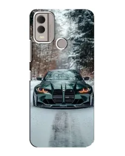 Чехол для Nokia C22 с картинкой «BMW в зимнем лесу»
