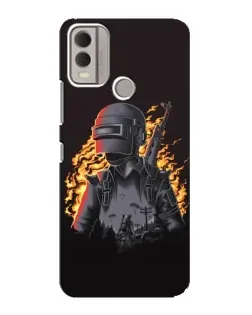 Чехол для Nokia C22 с картинкой «PUBG — огненный силуэт»