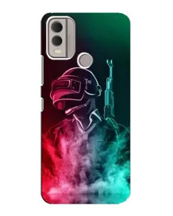 Чехол для Nokia C22 с картинкой «PUBG — огненный воин»
