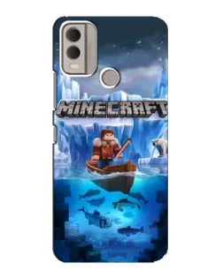 Чехол для Nokia C22 с картинкой «Minecraft ледяной мир»