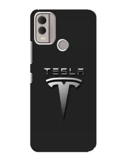 Чехол для Nokia C22 с картинкой «Стальной логотип Tesla»