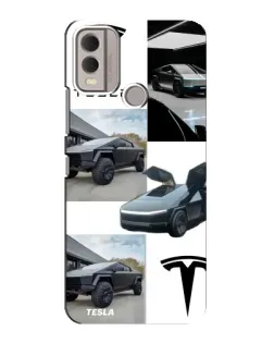 Чехол для Nokia C22 с картинкой «Коллаж Cybertruck Tesla»