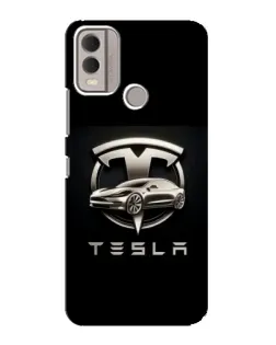 Чехол для Nokia C22 с картинкой «Tesla — серебристое авто»