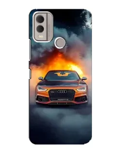 Чехол для Nokia C22 с картинкой «Audi в огненном дыму»