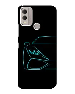 Чехол для Nokia C22 с картинкой «Голубой силуэт Lamborghini»