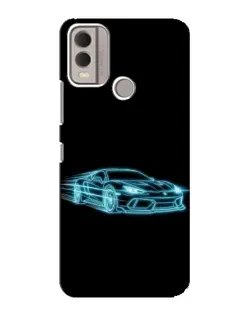 Чехол для Nokia C22 с картинкой «Неоновый контур Lamborghini»