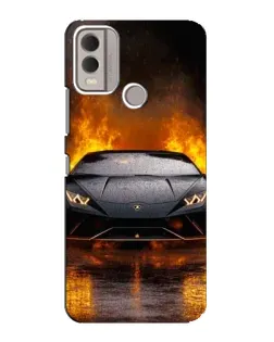Чехол для Nokia C22 с картинкой «Lamborghini в огне»