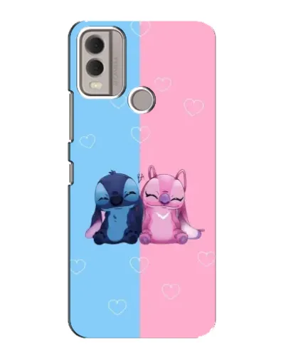 Чехол для Nokia C22 с картинкой «Stitch и Angel Love»