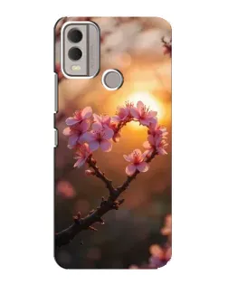 Чехол для Nokia C22 с картинкой «Розовый цвет сердце на фоне заката»