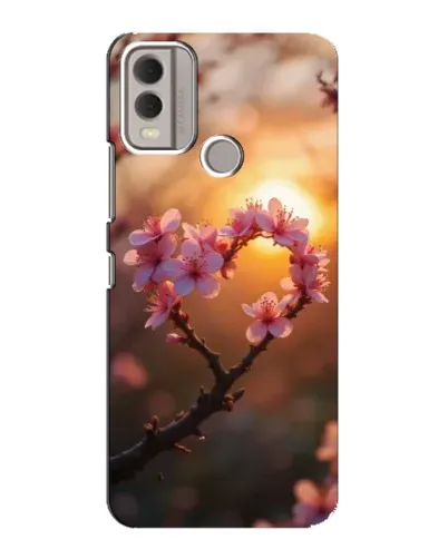 Чехол для Nokia C22 с картинкой «Розовый цвет сердце на фоне заката» Чехол для Nokia C22 с картинкой «Розовый цвет сердце на фоне заката»
