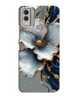 Чехол для Nokia C22 с картинкой «Белый цветок и золотой флюид»