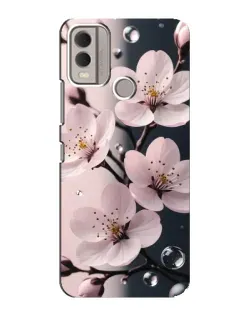 Чехол для Nokia C22 с картинкой «Нежная сакура и капли»