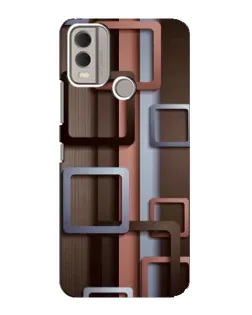 Чехол для Nokia C22 с картинкой «Коричневые объемные квадраты»