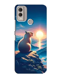 Чехол для Nokia C22 с картинкой «Закат солнца с капибарой»