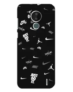 Чехол для Nokia C30 с картинкой «Nike Black Pattern»