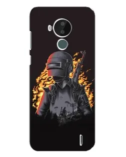 Чехол для Nokia C30 с картинкой «PUBG — огненный силуэт»