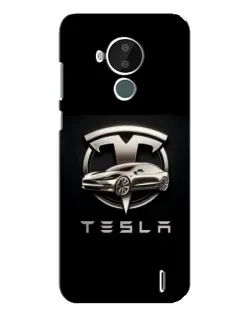 Чехол для Nokia C30 с картинкой «Tesla — серебристое авто»