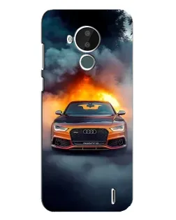 Чехол для Nokia C30 с картинкой «Audi в огненном дыму»