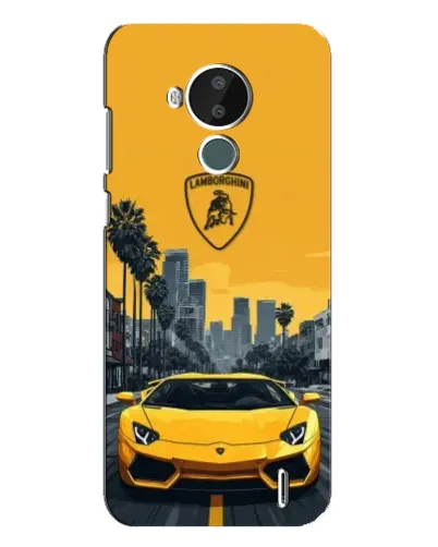 Чохол для Nokia C30 з картинкою «Жовтий Lamborghini місто»