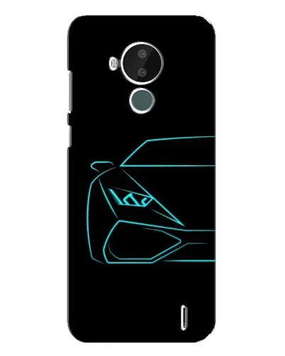 Чохол для Nokia C30 з картинкою «Блакитний силует Lamborghini»