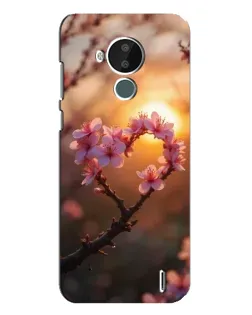 Чехол для Nokia C30 с картинкой «Розовый цвет сердце на фоне заката»