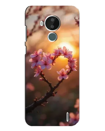 Чехол для Nokia C30 с картинкой «Розовый цвет сердце на фоне заката» Чехол для Nokia C30 с картинкой «Розовый цвет сердце на фоне заката»