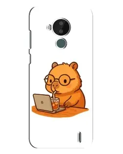 Чехол для Nokia C30 с картинкой «Капибара с ноутбуком»