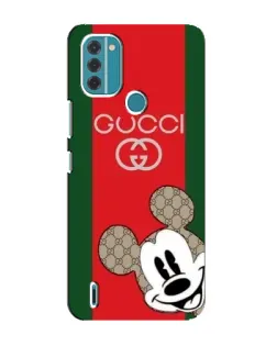 Чехол для Nokia C31 с картинкой «Gucci — полосы и Микки»
