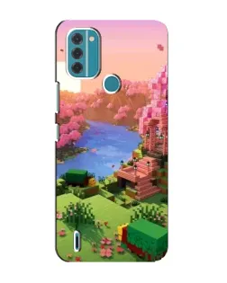 Чехол для Nokia C31 с картинкой «Розовое дерево Minecraft»