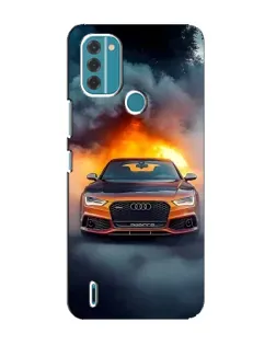 Чохол для Nokia C31 з картинкою «Audi у вогняному диму»