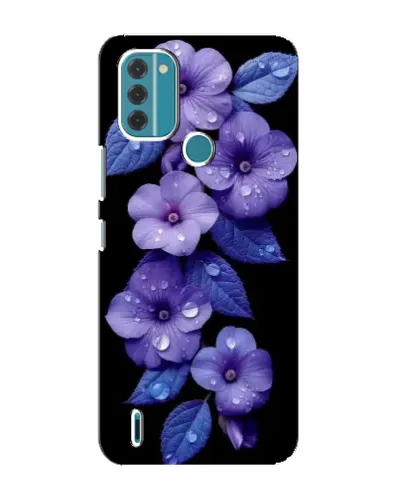 Чохол для Nokia C31 з картинкою «Фіолетові квіти з росою»
