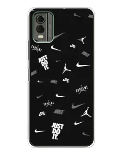 Чехол для Nokia C32 с картинкой «Nike Black Pattern»