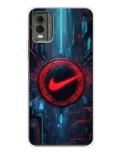 Чехол для Nokia C32 с картинкой «Техногенный стиль Nike»